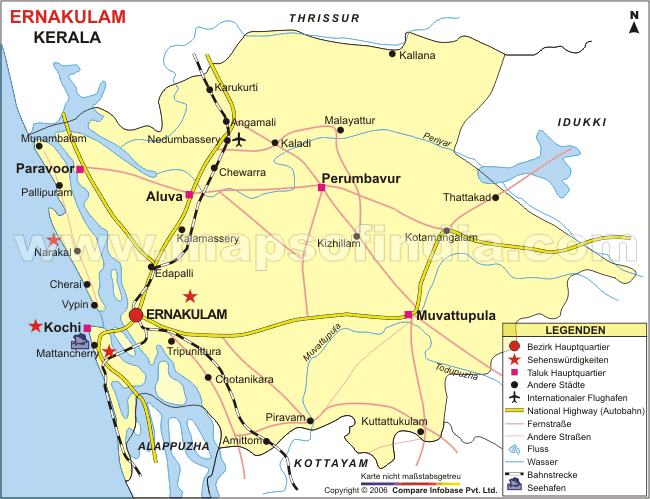 Landkarte von Bezirk Ernakulam