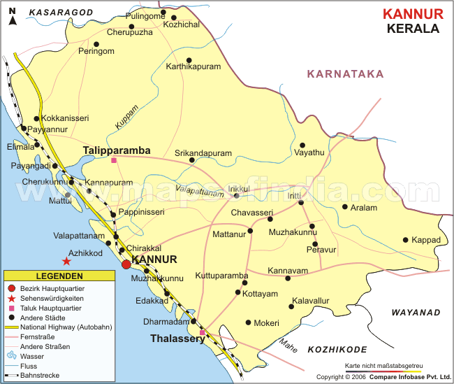 Landkarte von Bezirk Kannur