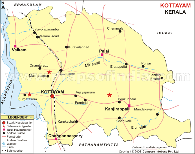Landkarte von Bezirk Kottayam