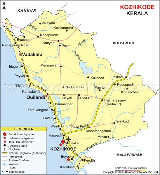 Landkarte von Bezirk Kozhikode