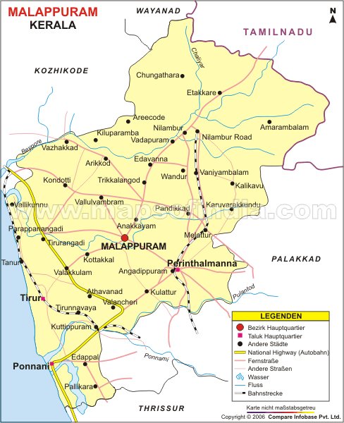 Landkarte von Bezirk Malappuram