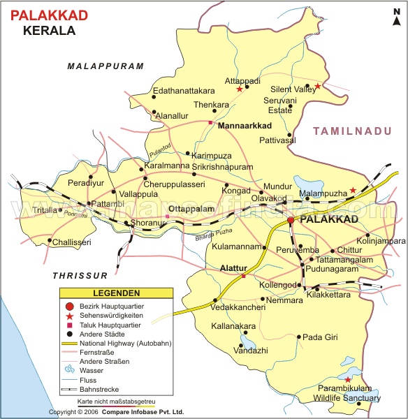 Landkarte von Bezirk Palakkad