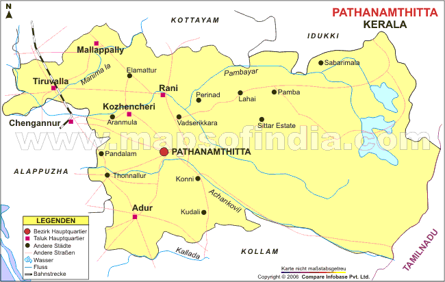 Landkarte von Bezirk Pathanamthitta