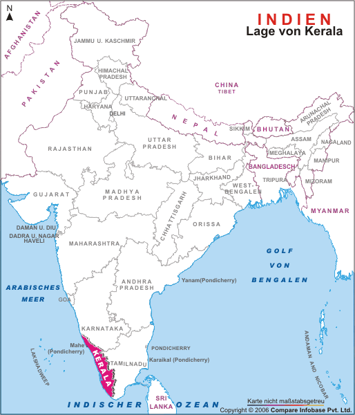 Landkarte der Lage, Kerala