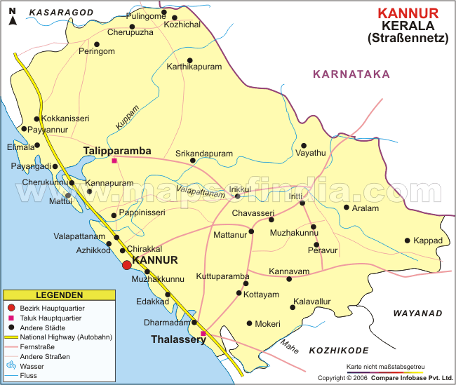 Straßennetz von Kannur