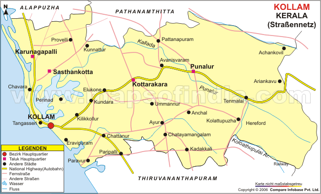 Straßennetz von Kollam