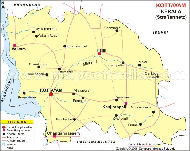 Straßennetz von Kottayam