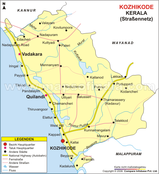 Straßennetz von Kozhikode