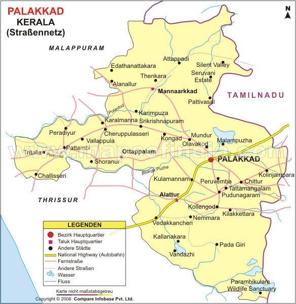 Straßennetz von Palakkad