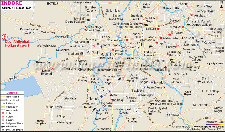 Airport Location Map of Indore