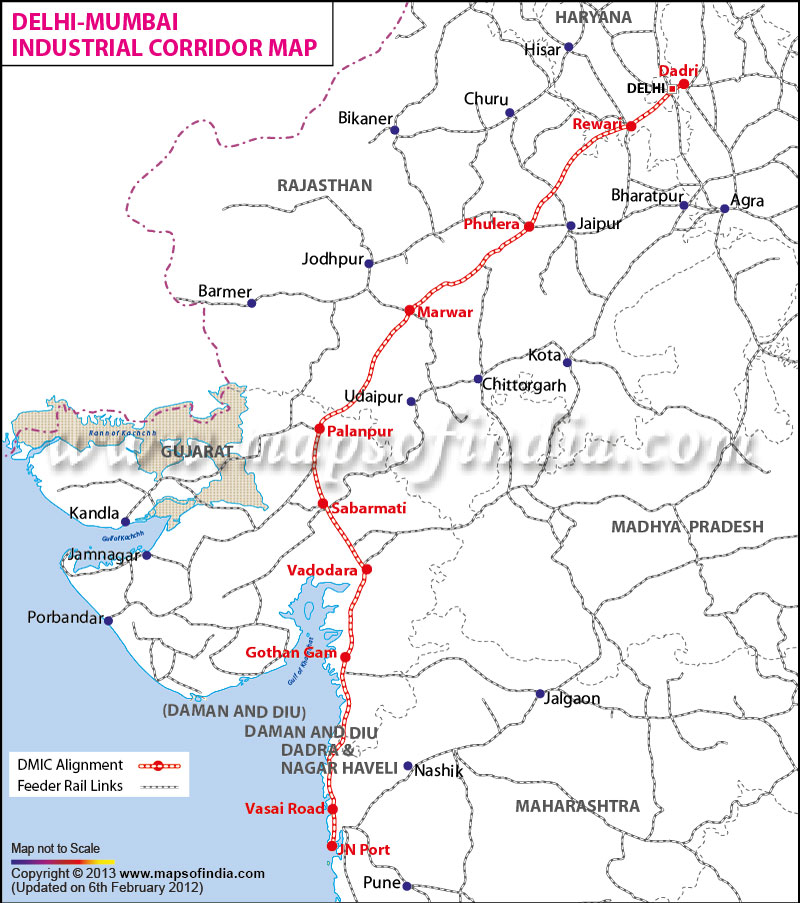 Mumbai Delhi Industrial Corridor Map Delhi Mumbai Industrial Corridor Project, Dmic Alignment