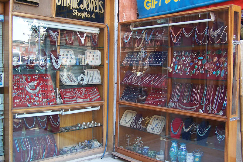 Shops at Kishanpole market selling ornaments and jewellery items