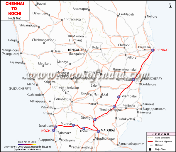 Chennai to Kochi Route Map