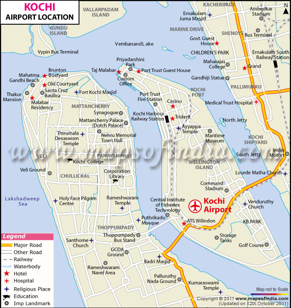 Airport Location Map of Kochi