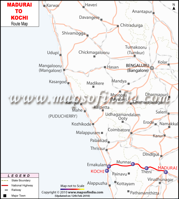 Madurai to Kochi Route Map