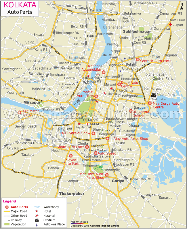 Auto Parts Centre in Kolkata Map