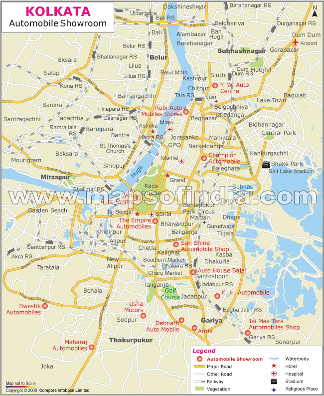 Auto Showrooms in Kolkata Map