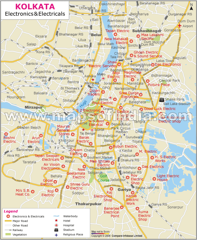 Electronics and Electricals in Kolkata Map