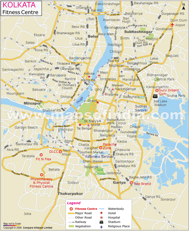 Fitness Centres in Kolkata Map