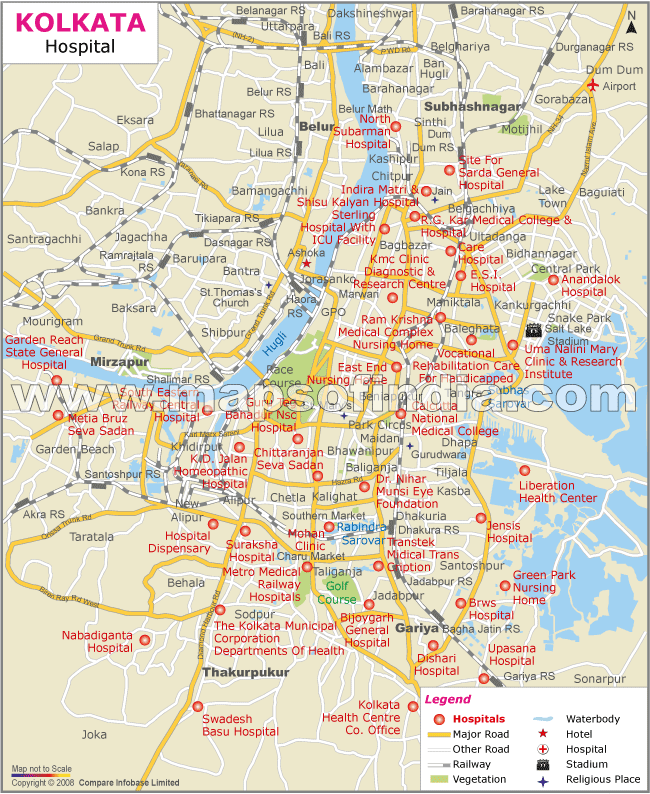 Hospitals in Kolkata Map