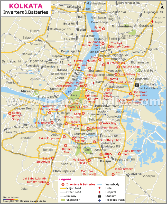 Inverters Batteries Dealers in Kolkata Map