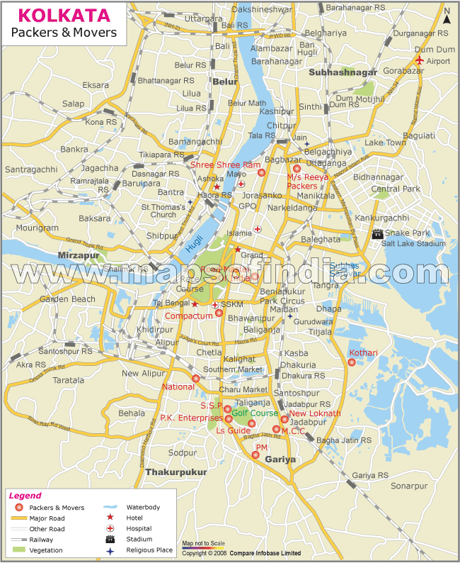 Kolkata Packers and Movers Map