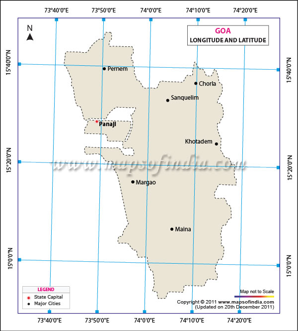 Latitude and Longitude Map of Goa