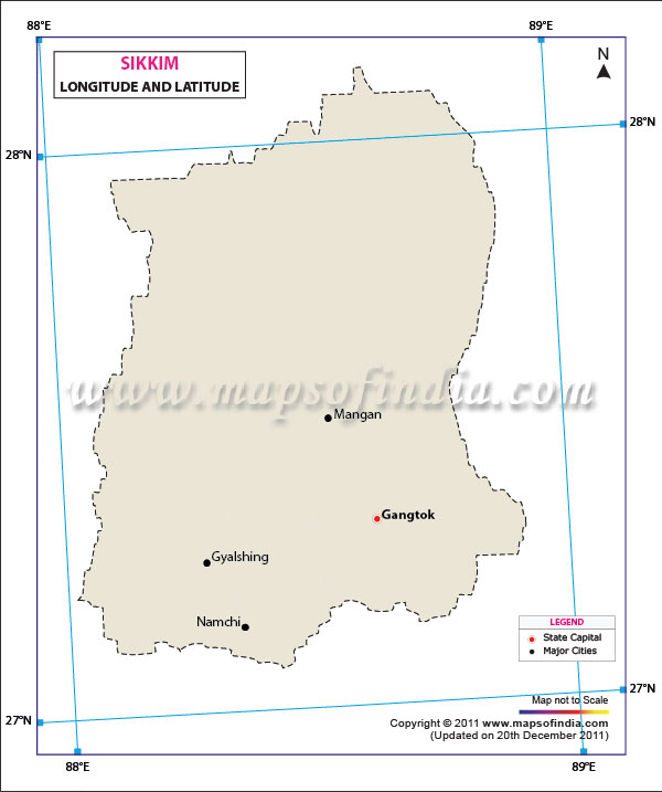 Latitude and Longitude Map of Rajasthan