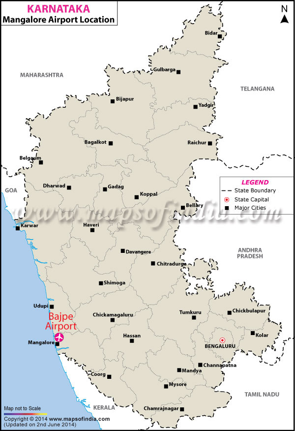 Airport Location Map of Mangalore