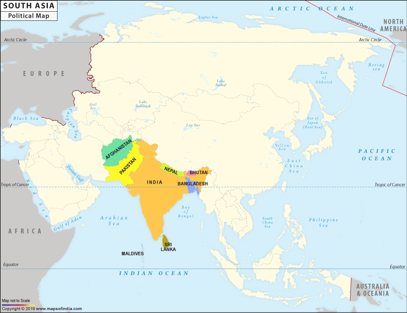 South Asia Political Map, South Asia Map