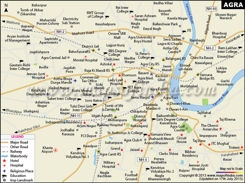Where is Agra Located in India Agra Location Map,Uttar Pradesh