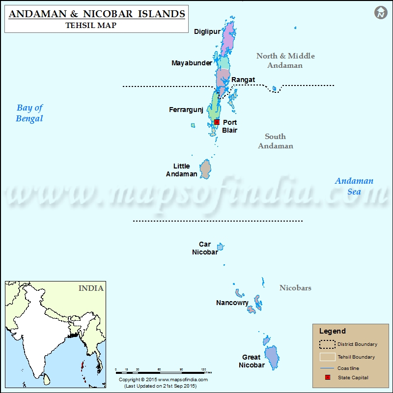 Andaman and Nicobar Islands Tehsil Map