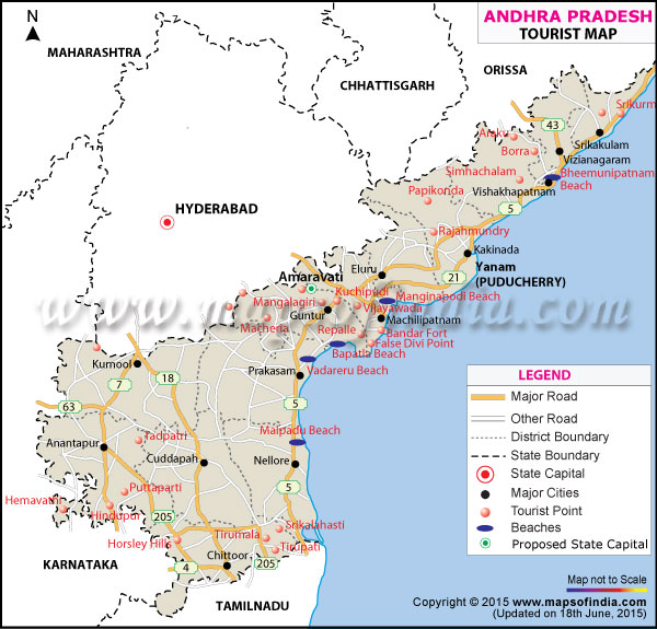 andhra pradesh map with tourist places