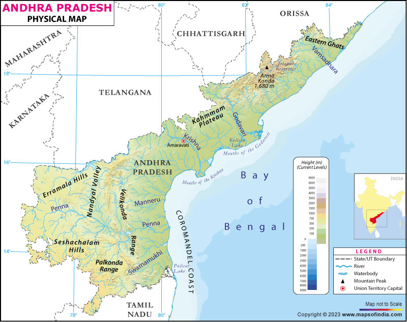 Physical Map of Andhra Pradesh