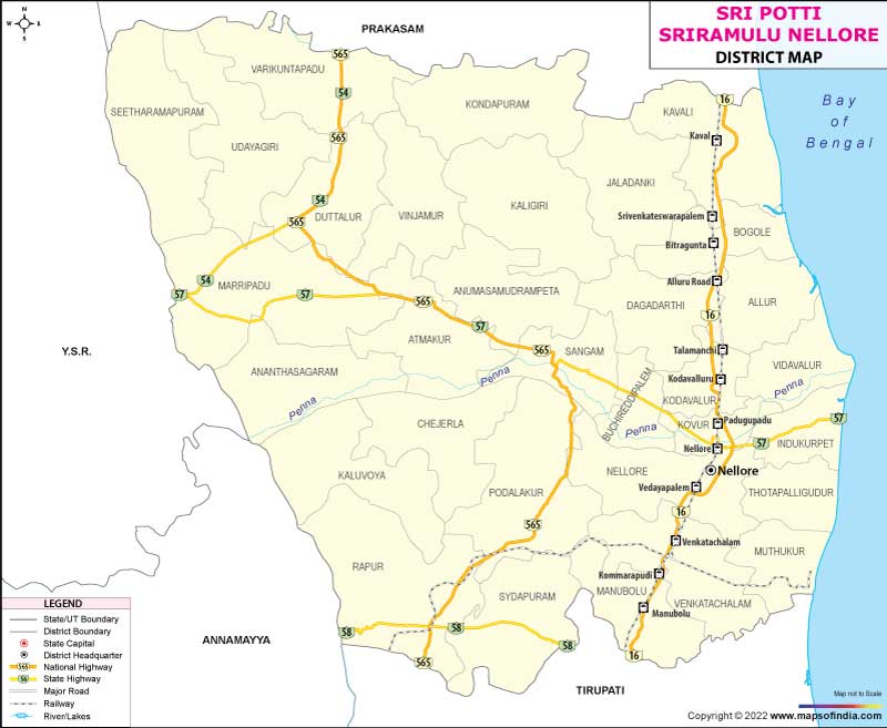 District Map of Sri Potti Sriramulu Nellore