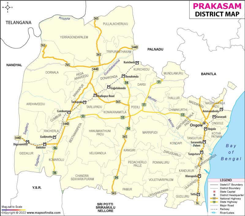 Prakasam District Map In Andhra Pradesh Prakasam District Map