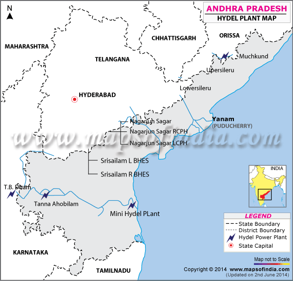 Hydel Power Plants Map of Andhra Pradesh