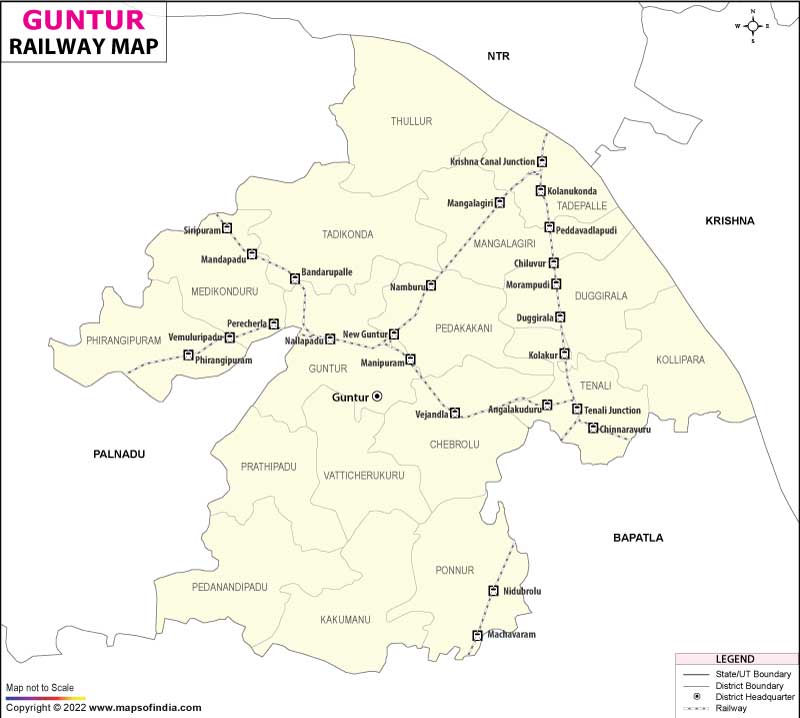 Railway Map of Guntur