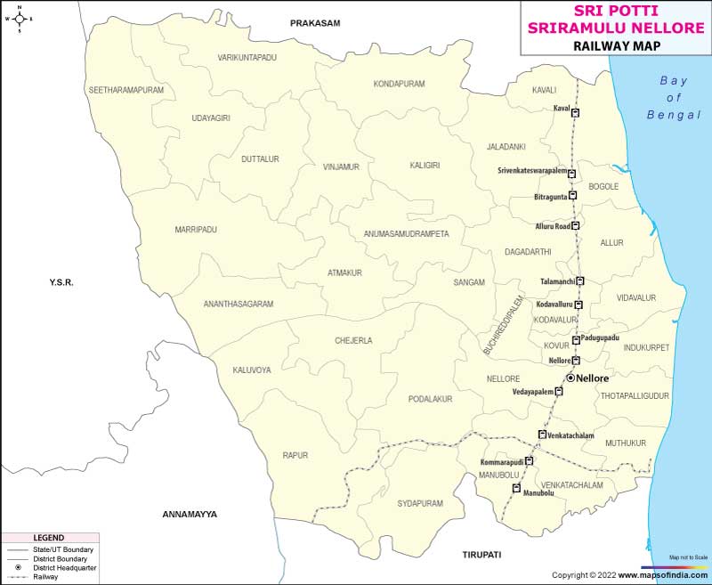 Railway Map of Sri Potti Sriramulu Nellore