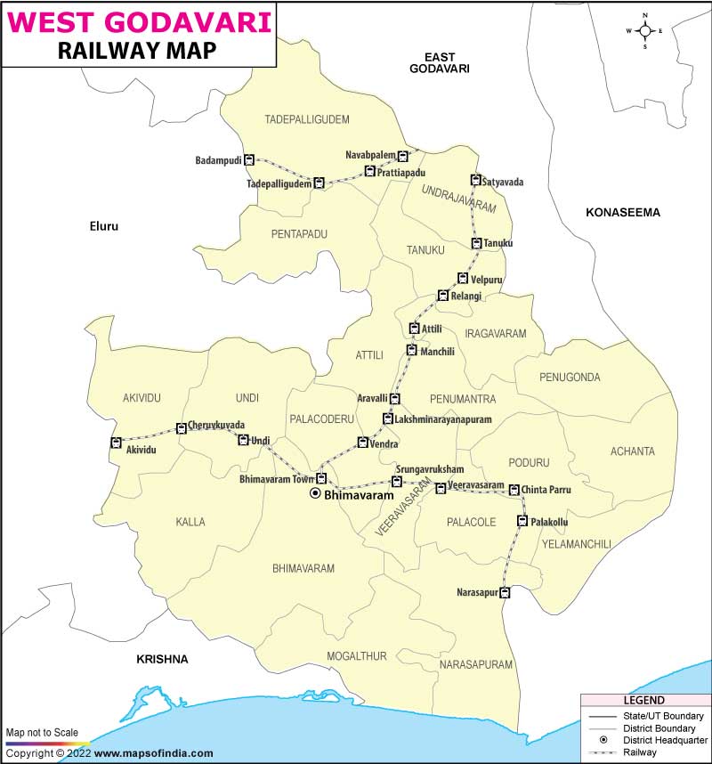 Railway Map of West Godavari