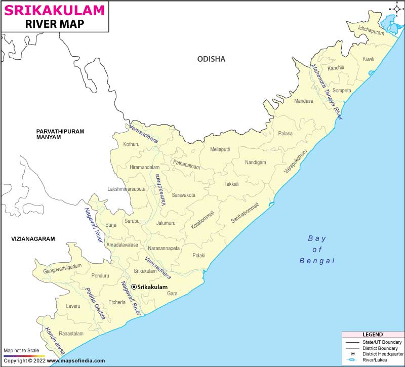 Andhra Pradesh Rivers Map Srikakulam River Map
