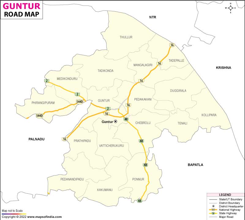 Road Map of Guntur