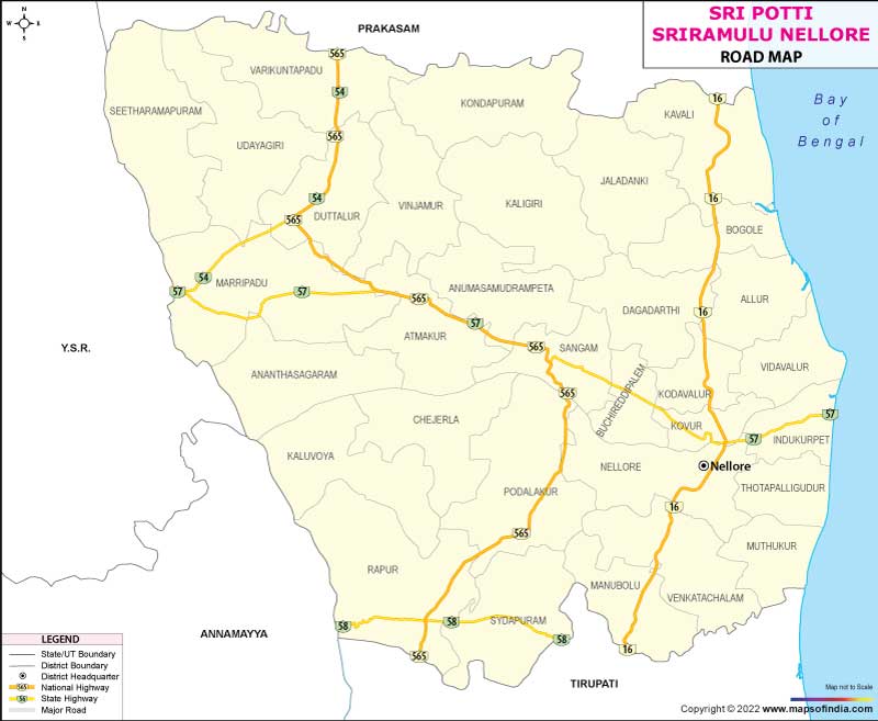 Road Map of Sri Potti Sriramulu Nellore