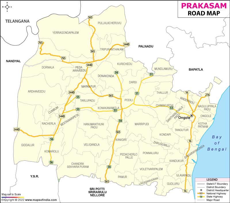 Prakasam District Map In Andhra Pradesh Prakasam Road Map