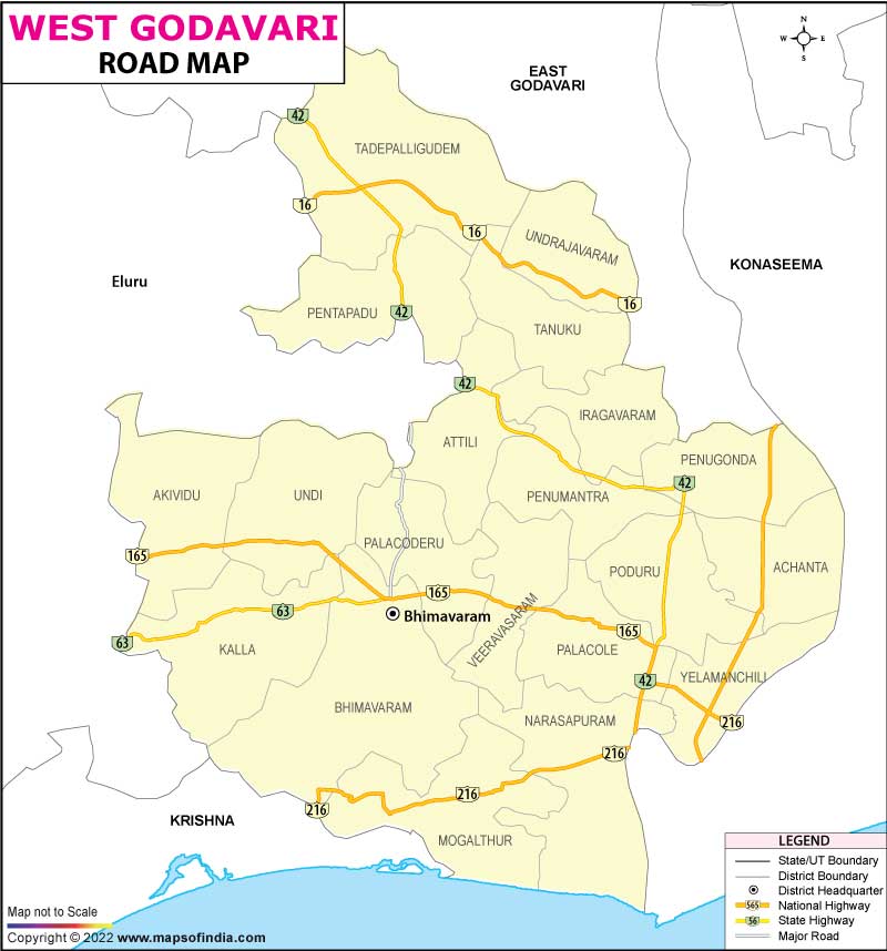 Road Map of West Godavari