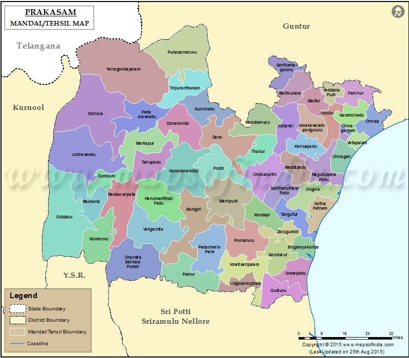 Prakasam District Map In Andhra Pradesh Prakasam Tehsil Map