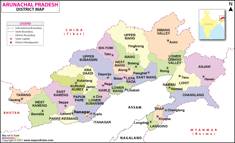 District Map of Arunachal Pradesh