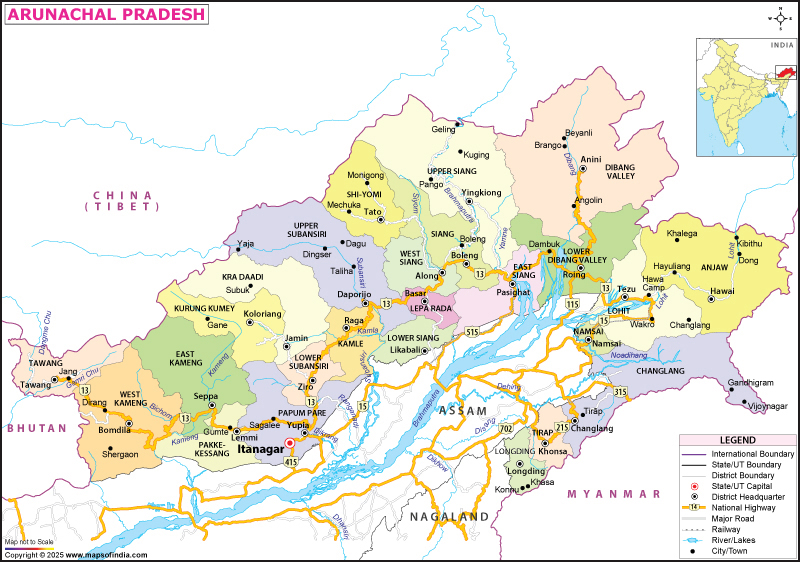 Map of Arunachal Pradesh