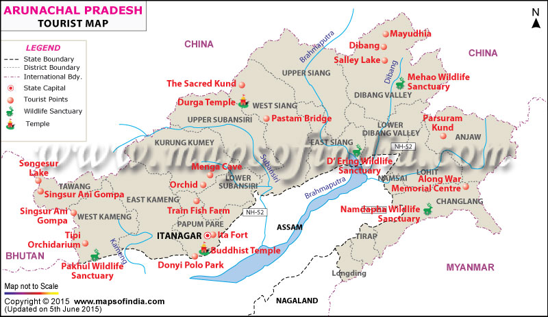 Arunachal Pradesh Tourist Map