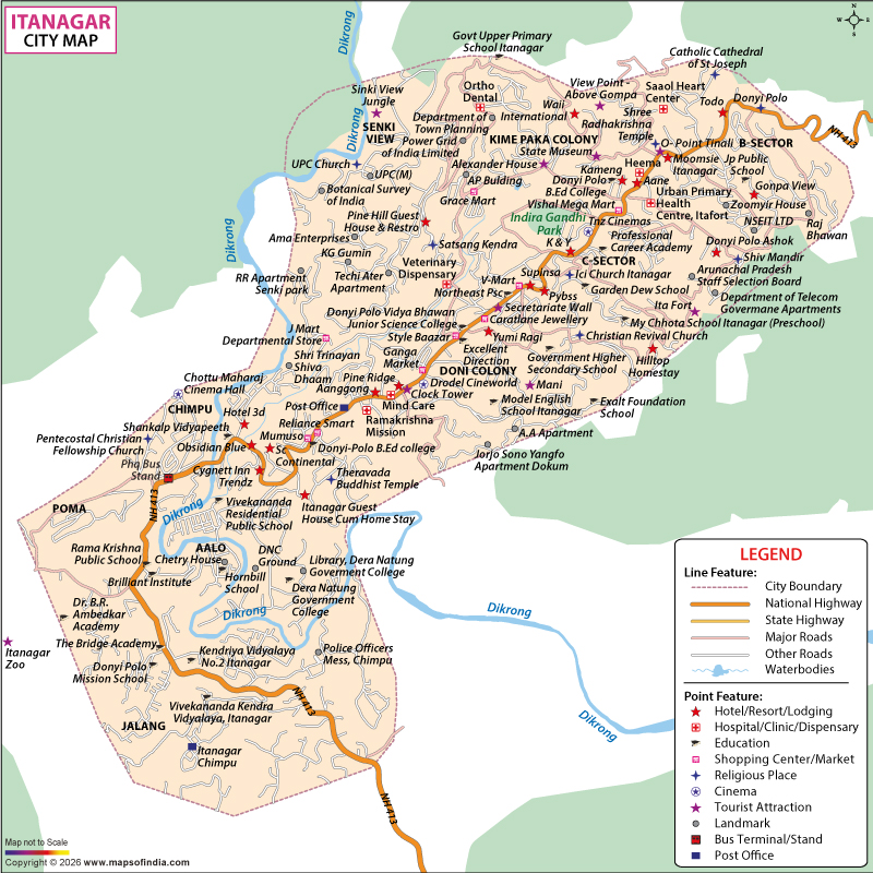 City Map of Itanagar Itanagar City Map
